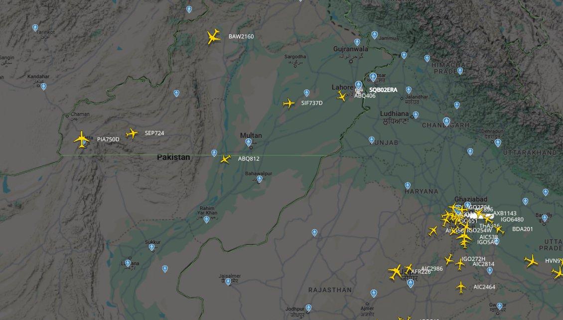 Pakistan Havalimanları İdaresi, Hindistan’a ait sivil ve askeri uçakların Pakistan