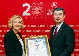 Türk Hava Yolları'nın (THY) Norveç’in başkenti Oslo’ya başlattığı uçuşların 20.