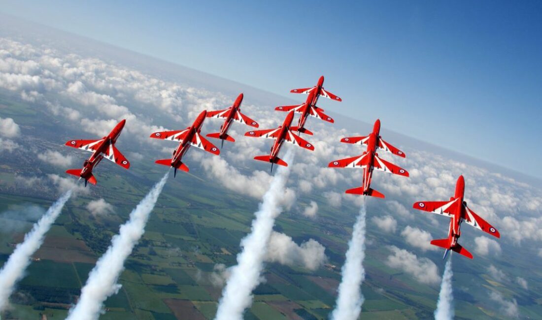 The Royal Air Force’s world-renowned aerobatic team, the Red Arrows,