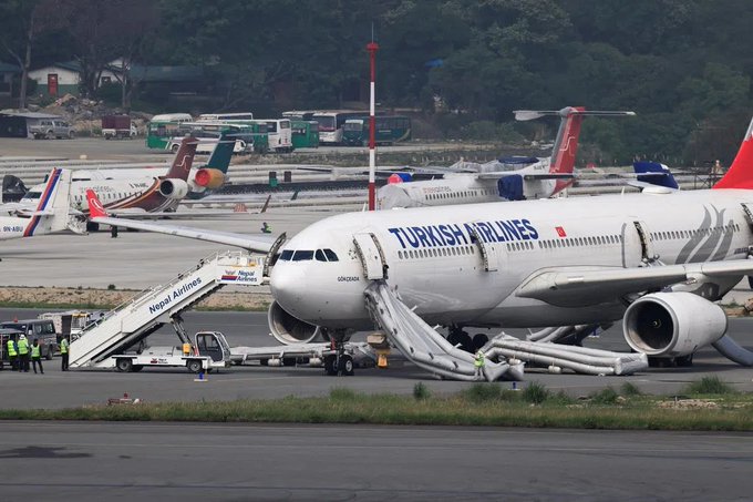 Türk Hava Yolları’na ait Airbus A330-300 tipi uçak, Nepal’in başkenti