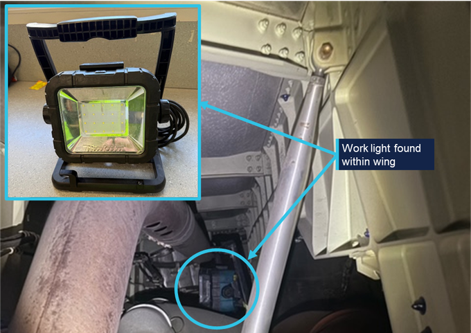 Qantas’a ait Airbus A380’in, sol kanadında unutulan çalışma lambasıyla Sidney-Dallas